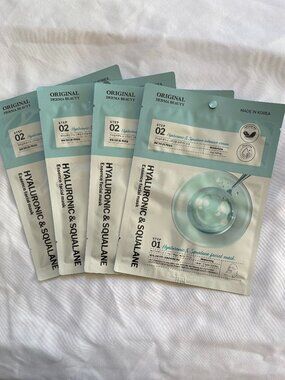 Derma Hyaluronic & Squalane 2-Step: Facial Mask, Intensive Cream, Korea, 4 Pack